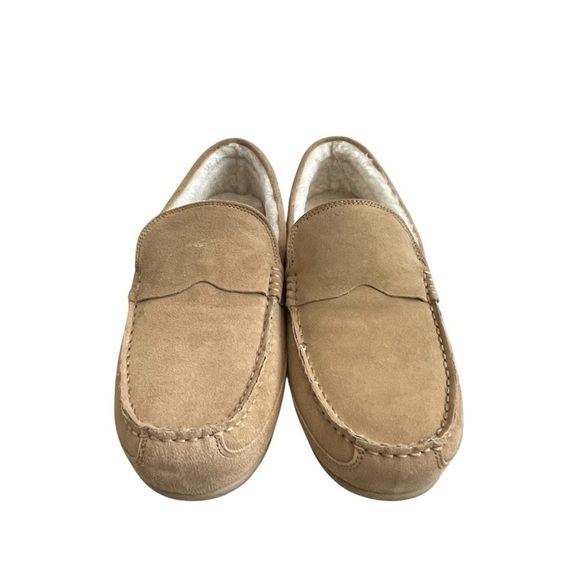 Vince Gibson Suede Lamb Shearling Moccasins Slippers Men’s Size 10 Camel Tan main image 6